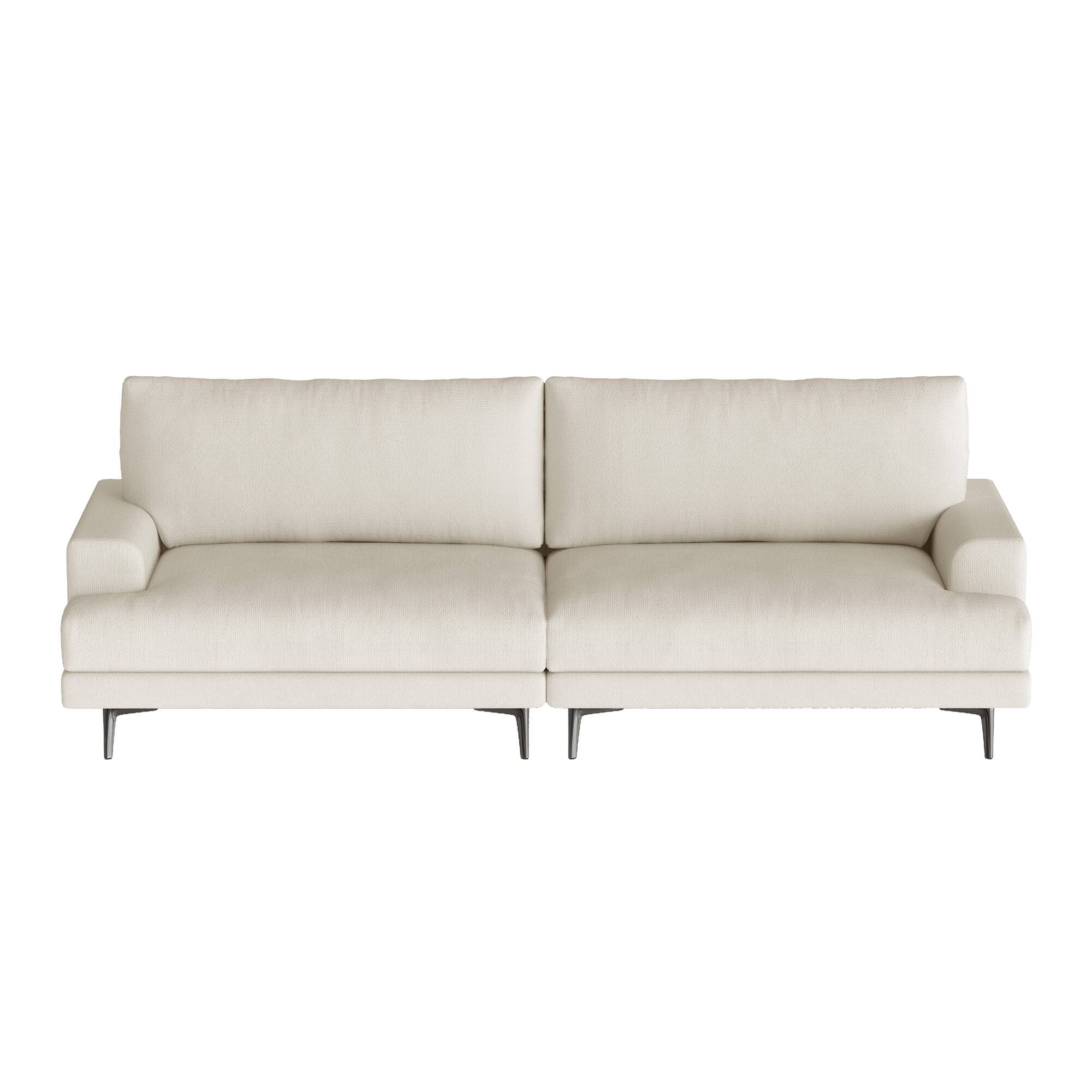 Alt View 6. luck idea - 86.61" Modern Fabric Sofa Couch, Down Cushions, High-Density Foam Seat, Solid Wood Frame, Metal Legs - Light Beige.