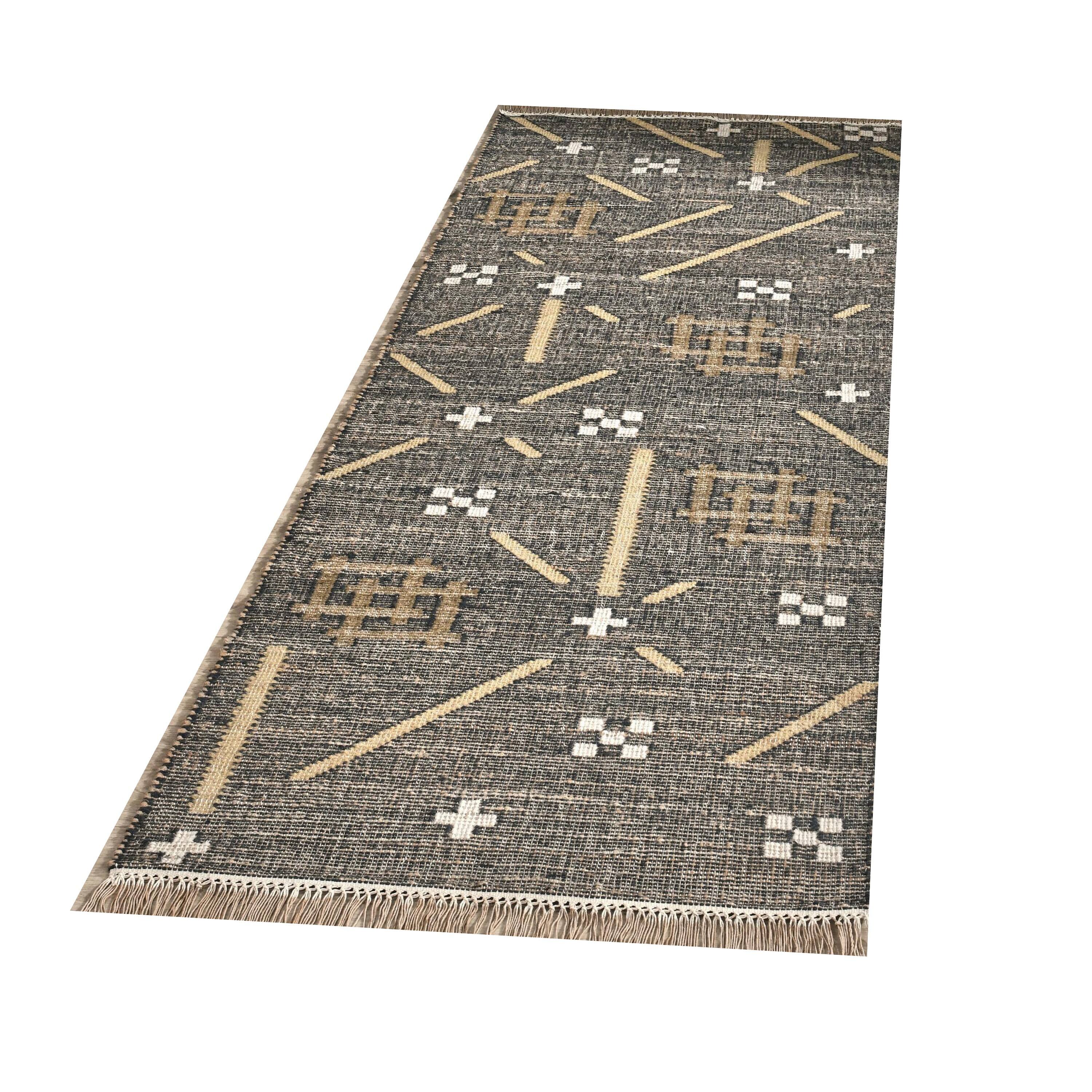 Manhattan Lane Hallway Runner Rug, Handwoven Traditional Tassels Black ...
