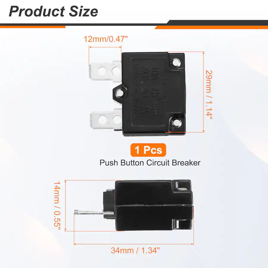 Push Button Support Unique Bargains 10A Push Button Circuit Breaker, 125/250V AC,50V DC ...