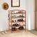Alt View 12. Costway - 5-Tier Wood Shoe Rack Solid Acacia Wood Shoe Shelf with Side Metal Hooks - Reddish Brown.