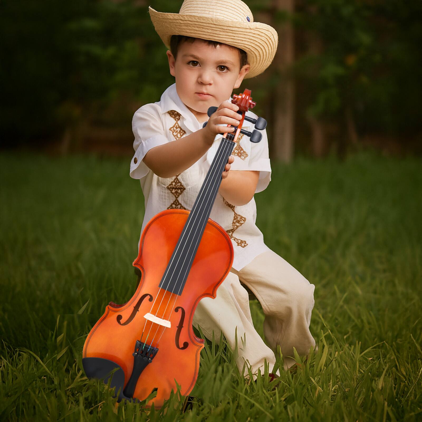 Back. Winado - 1/4 Size Acoustic Violin Fiddle Set + Case Bow Rosin for Students Beginners.