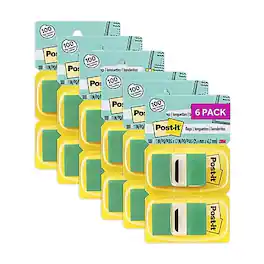 Post-it - Flags Value Pack, 1", 50 Flags/Pad, 12 Pads/Pack - Green