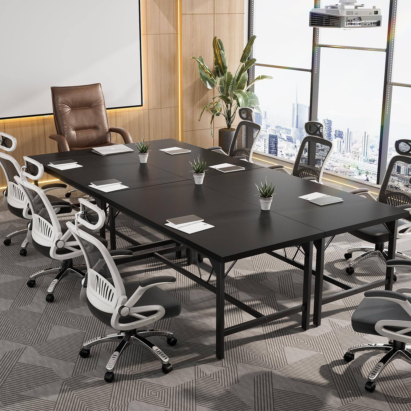 Back. Aheaplus - 63" Heavy Duty Computer Desk: 1.4" Wood Desktop & Metal Frame, 2-Person Workstation for Home Office - Black.