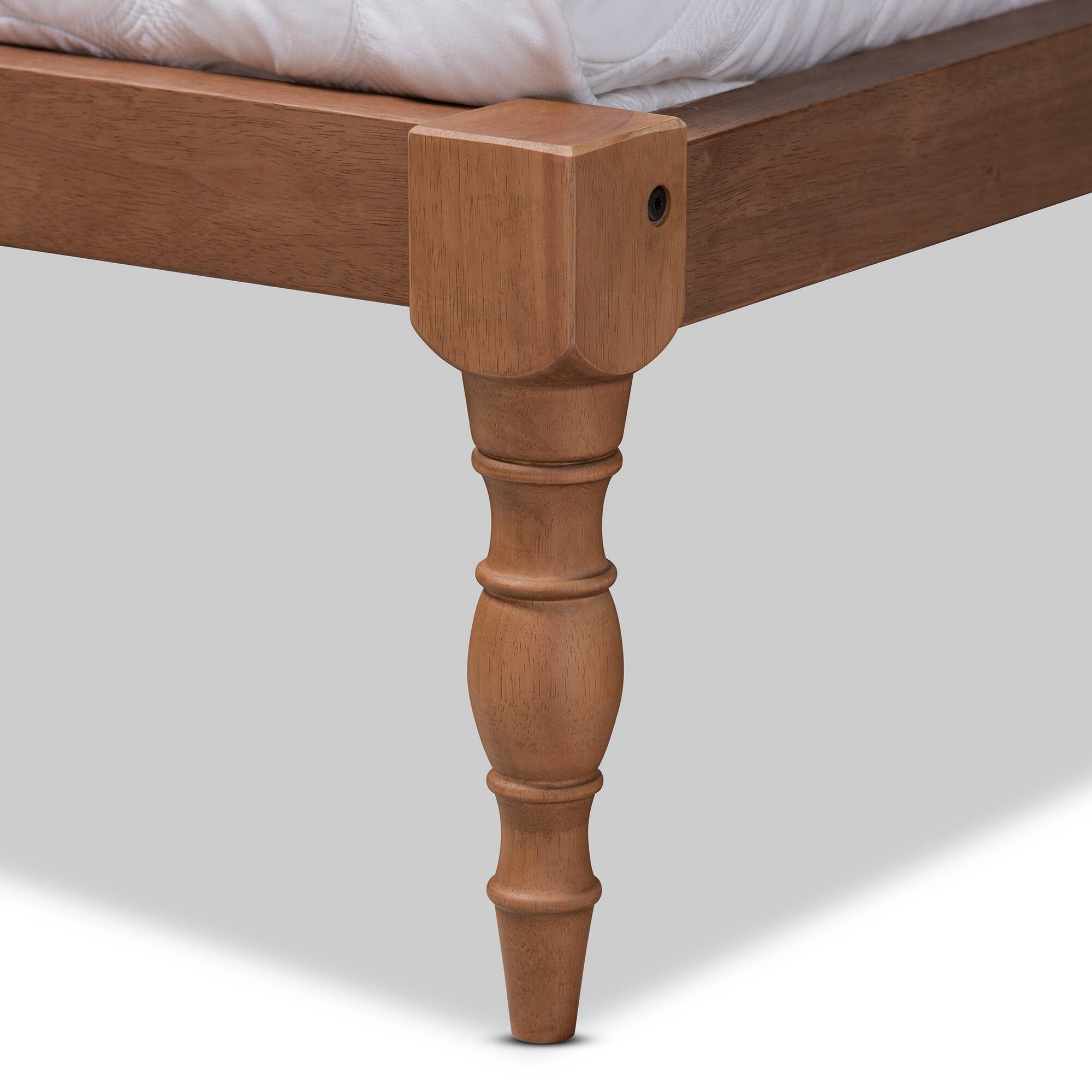 Back. Baxton Studio - Iseline Modern and Contemporary Walnut Brown Finished Wood Platform Bed Frame - Ash Walnut.