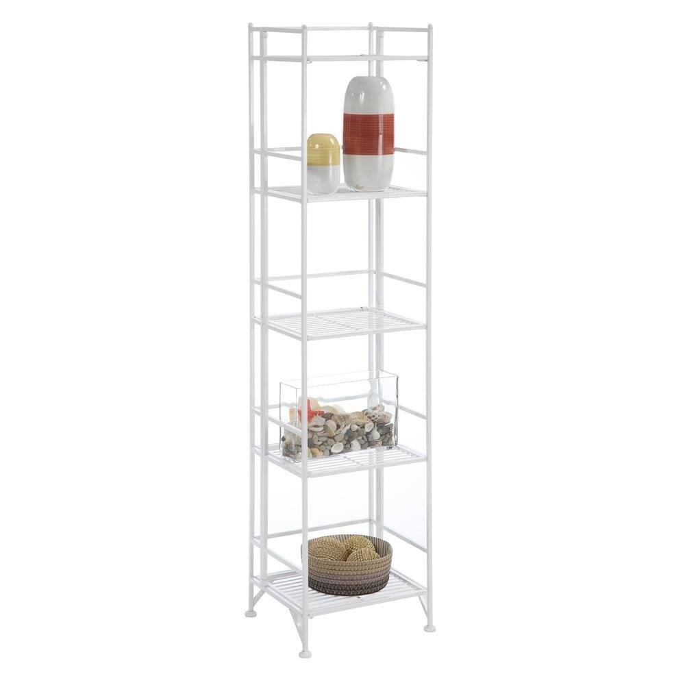 Angle. FurniFact - Folding Metal Shelf, White - White.