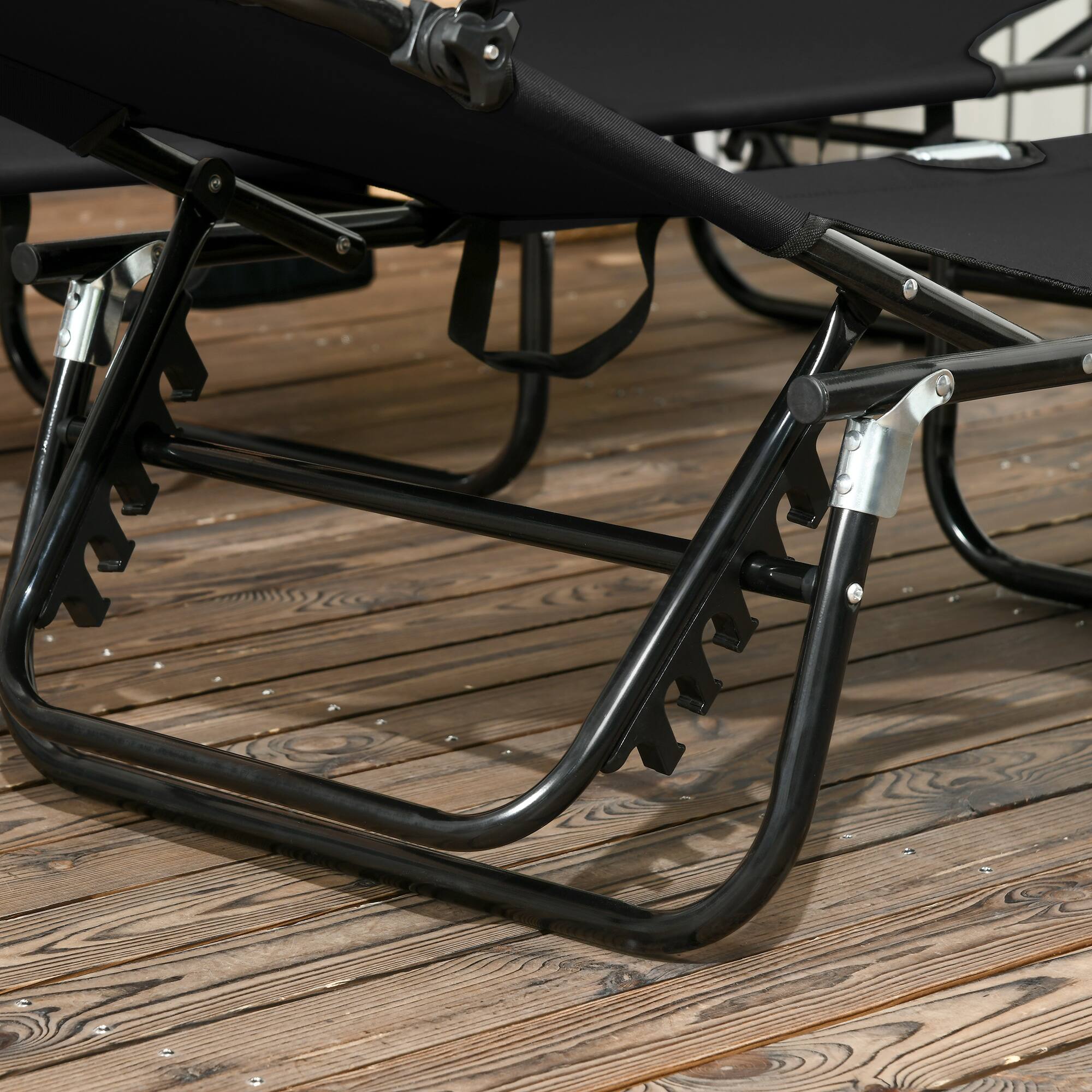 Alt View 7. Outsunny - Pool Lounge Chairs Set of 2, Outdoor Sun Tanning Chairs, Reclining Back - Black.