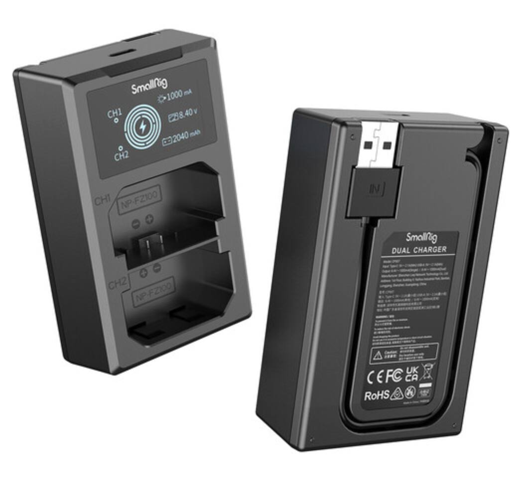 Smallrig 1000 Am CHI 8.40 V 2040 mAh CH2 CHI NP-FZ100 + IN Smallrig DUAL CHARGER + CH2 FZ100 NP UK C E FC CA RoHS