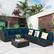 Alt View 7. Costway - 7PCS Patio Rattan Sofa Set Sectional Conversation Furniture Set Garden Outdoor - Peacock Blue.