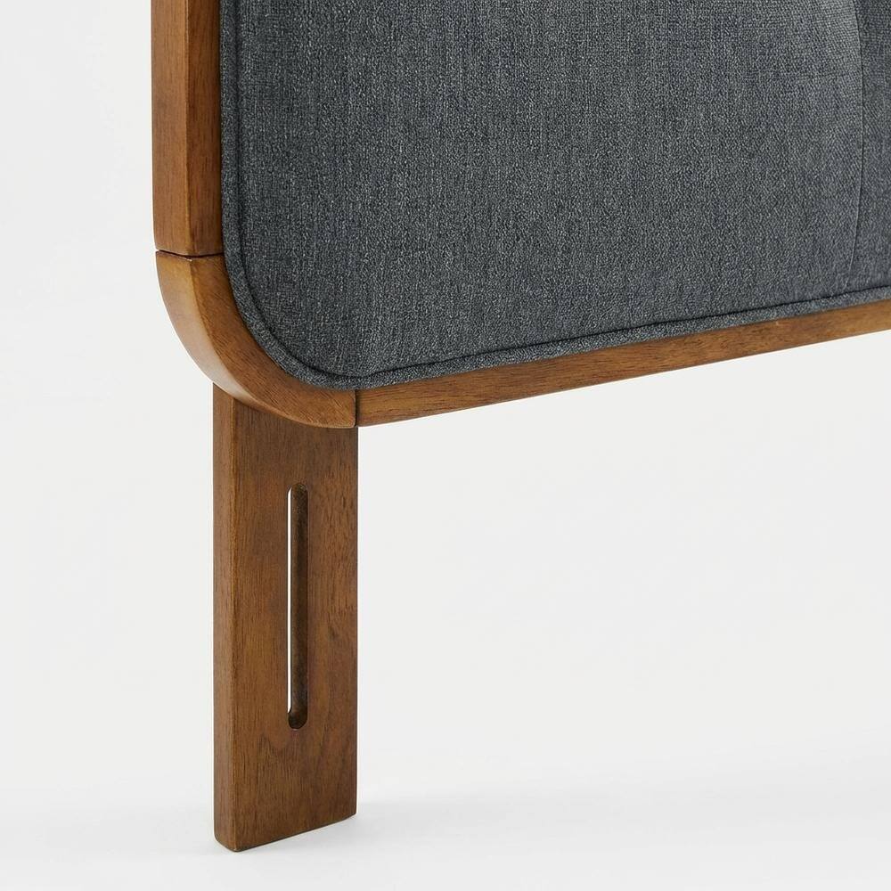 Alt View 1. FurniFact - Tufted Fabric Full Headboard with Wood Frame in Neutral Finish - Brown.
