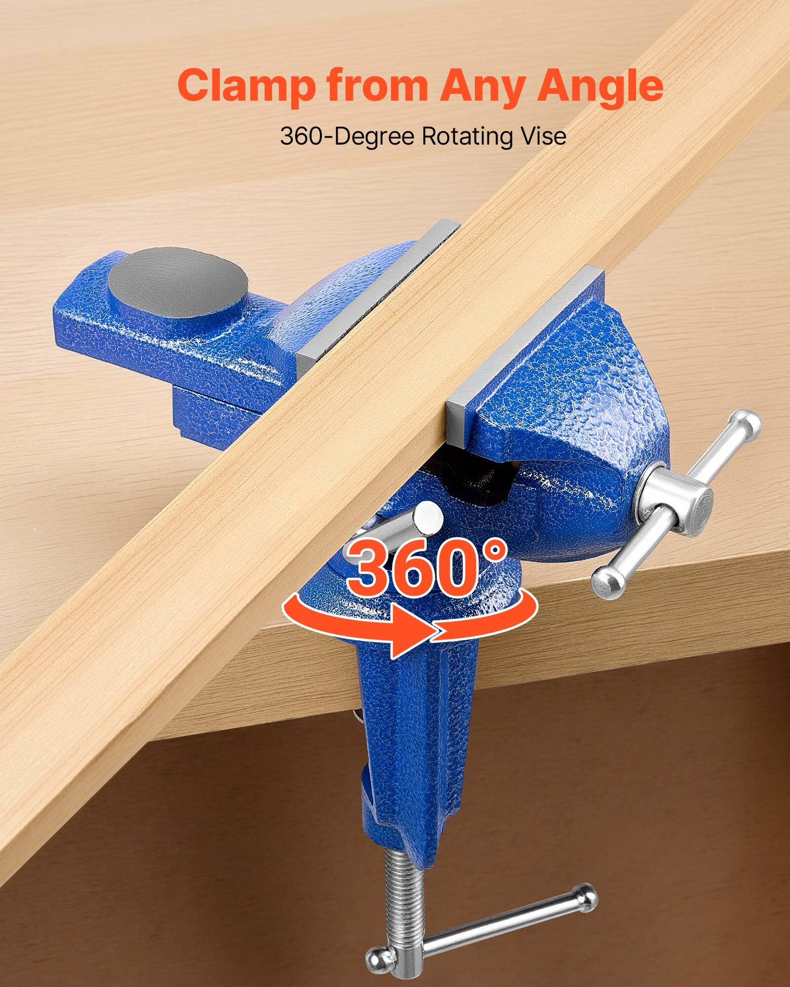 Clamp from Any Angle  
360-Degree Rotating Vise  
360°