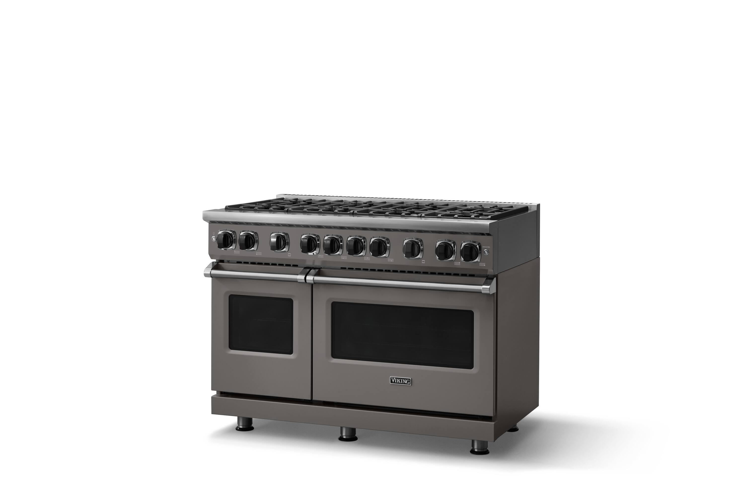 Angle. Viking - 48"W. 7.3 Cu. Ft. Freestanding Sealed 8 Burner LP Gas Range - Damascus Gray - Damascus Gray.