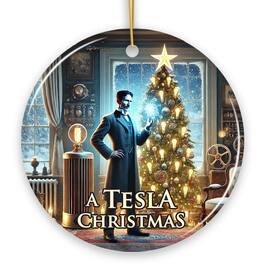 OrnamentallyYou - Nikola Tesla Christmas Ornament Scientific Gift for Science Nerd or Teacher - Multi-colored