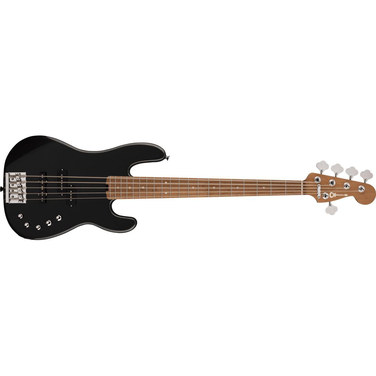 Alt View 1. Charvel - Charvel Pro-Mod San Dimas Bass PJ V 5-String Bass Guitar, Metallic Black.
