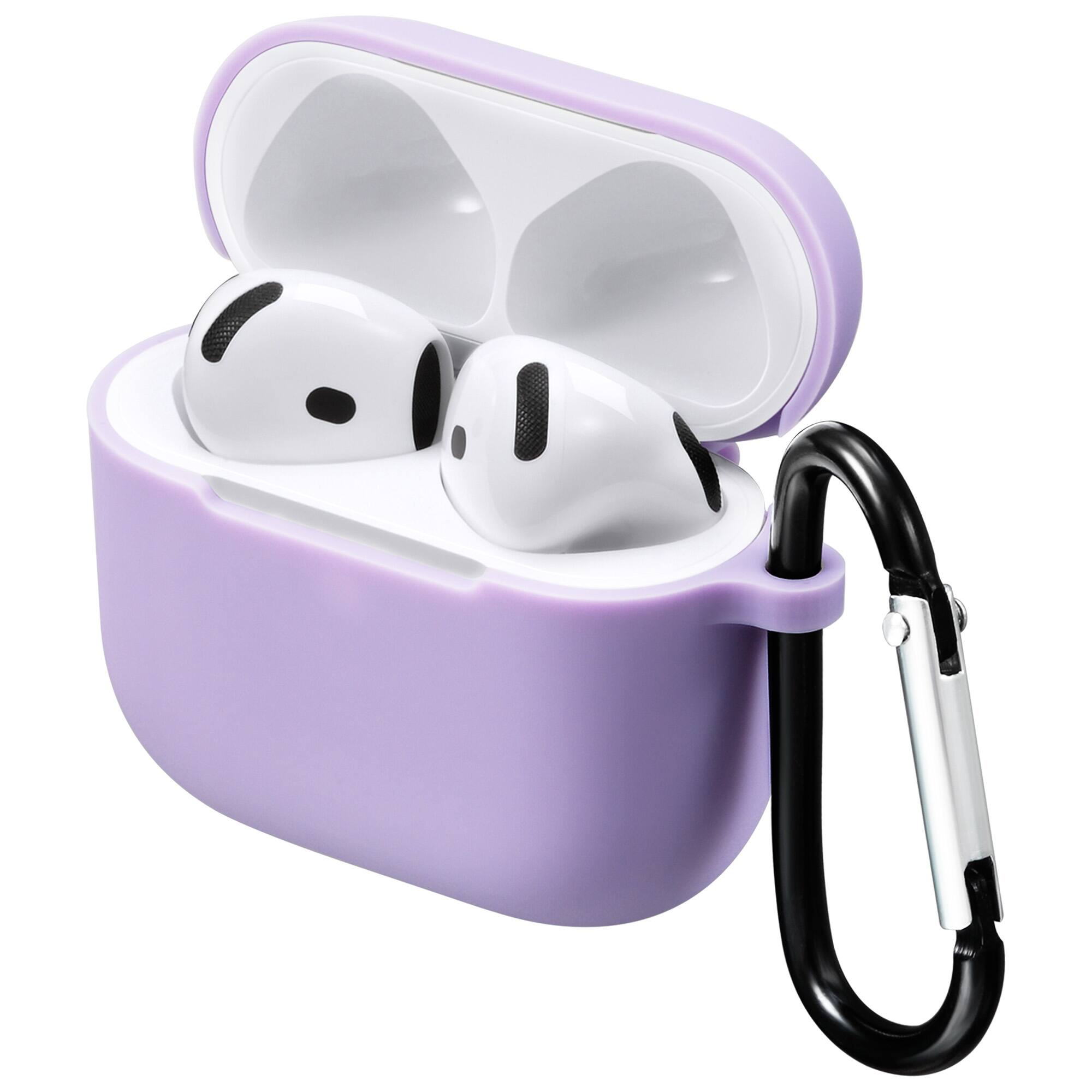 Left. Vena - Case for Apple AirPods 4 Case Silicone Cover For AirPods Gen 4 Case 4th Generation, Supports Wireless Charging, Purple - Purple.