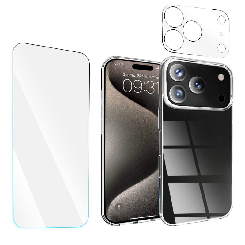 Entronix - 3-in-1 Protection Bundle for iPhone 17 Pro - Case, Screen & Camera Protectors - Clear