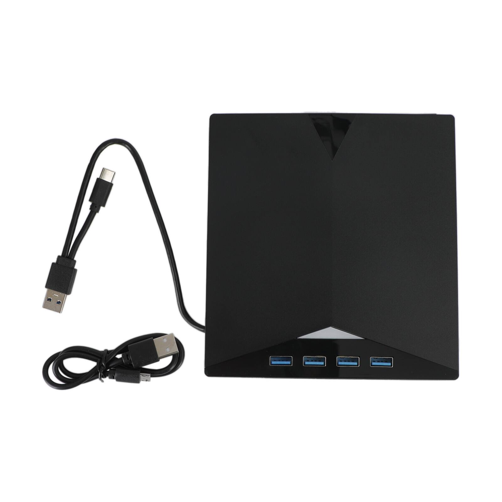 Alt View 2. Topteng - 7-in-1 External DVD Drive with 4-Port USB 3.0 Hub & Card Reader - CD/DVD Burner, USB-C for Laptop/PC/Mac.