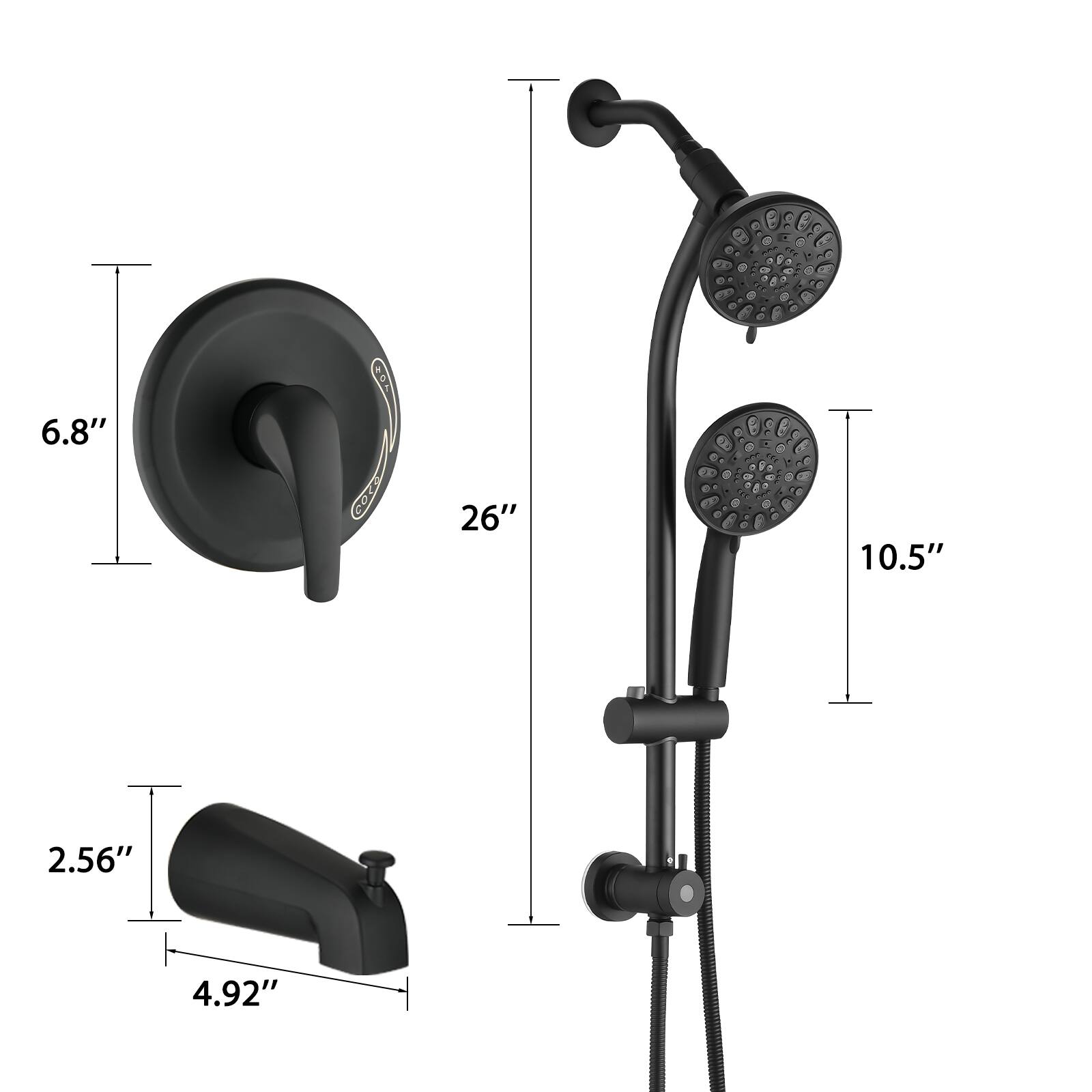 6.8" 26" 10.5" 2.56" 4.92"