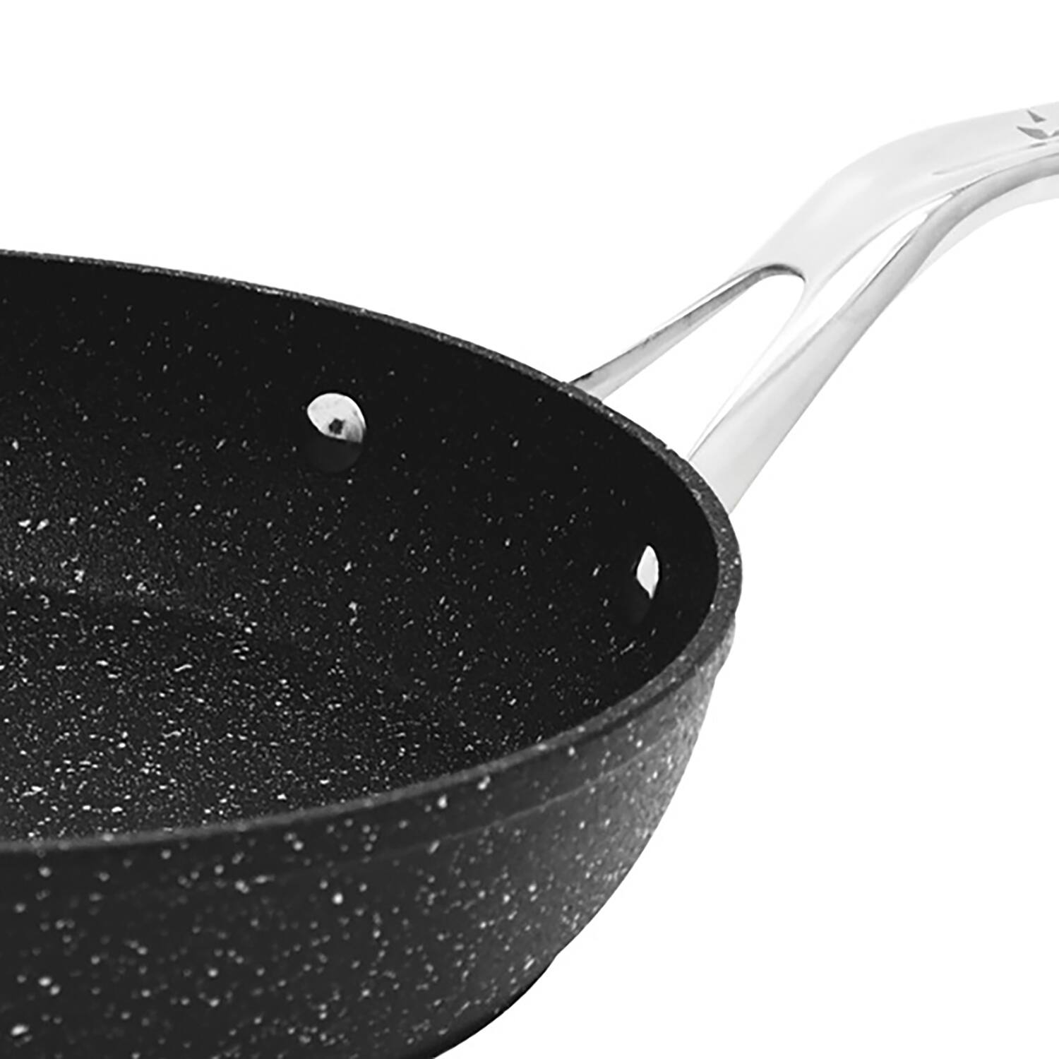 Angle. THE ROCK by Starfrit - The Rock By Starfrit 060312-006-0000 The Rock By Starfrit Fry Pan With Stainless Steel Handle (10 In.) - black.
