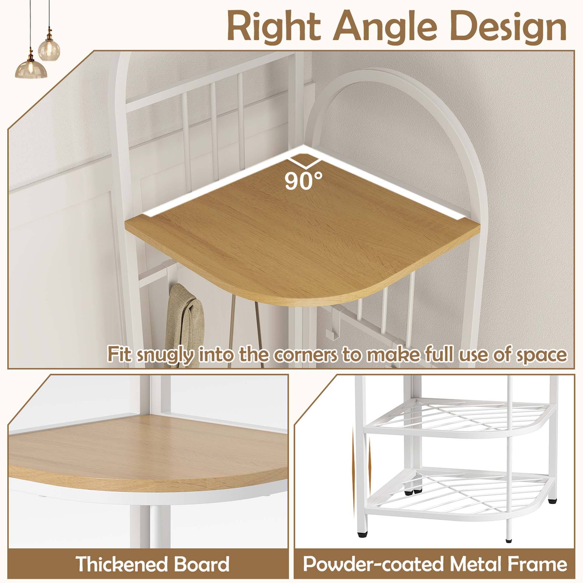 Right Angle Design, Fit snugly into the corners to make full use of space, Thickened Board, Powder-coated Metal Frame