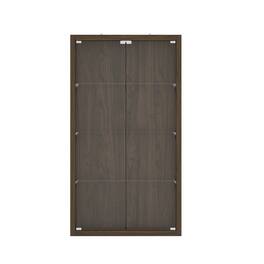 Famapy - Luxury Tempered Glass Door Display Cabinet with Press - Open & LED Lighting - Brown