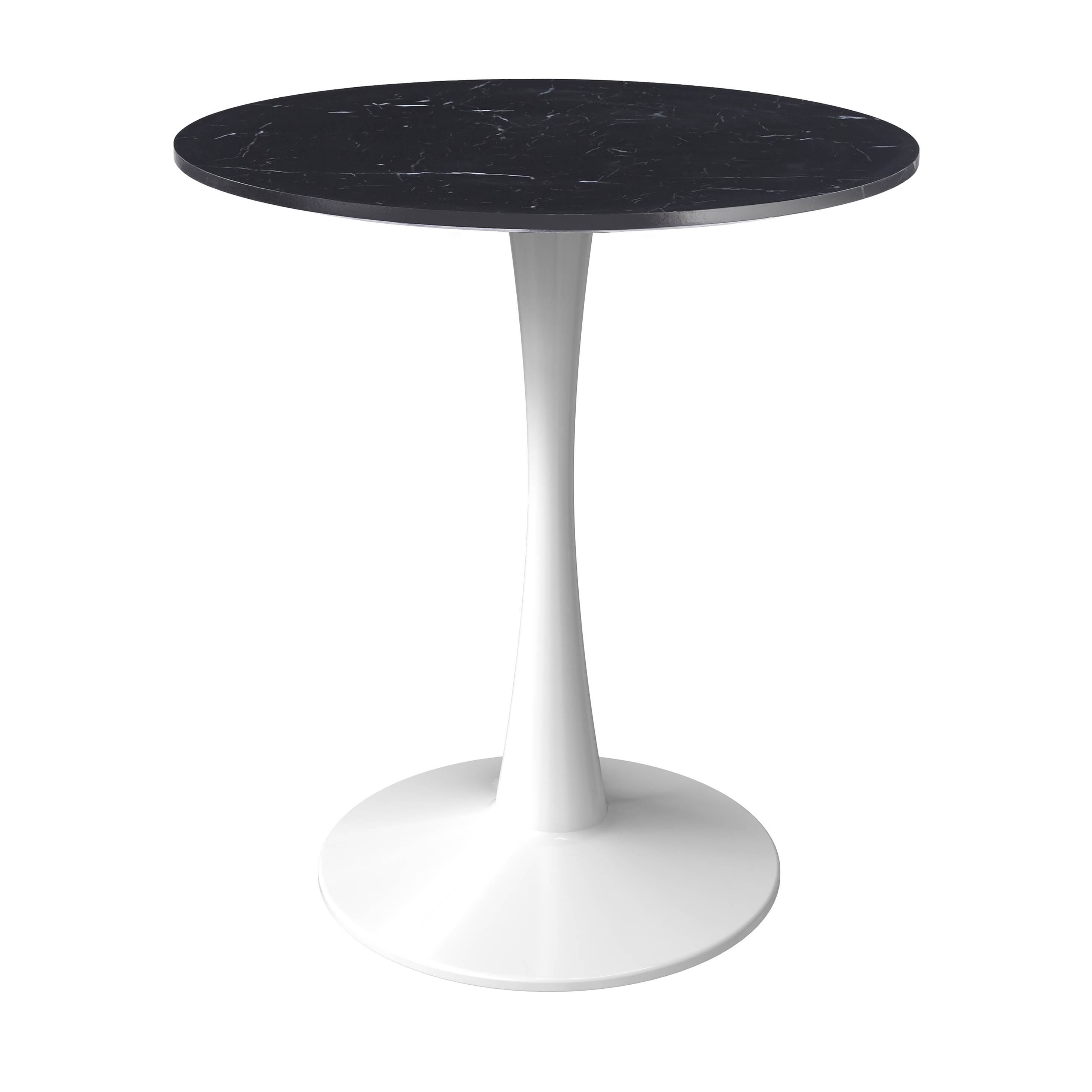Alt View 1. LeisureMod - Bristol 31" Mid-Century Round Kitchen Table - Heavy-Duty Pedestal Base, Scratch-Resistant Stone or Wood Top - MDF - Marbled Black.