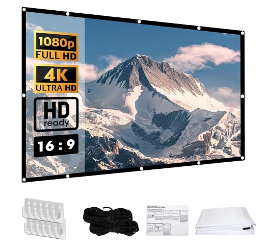 Home Collection - 100"–120" Portable Projector Screen with Stand – Outdoor Pull-Down 4K HD Home Cinema