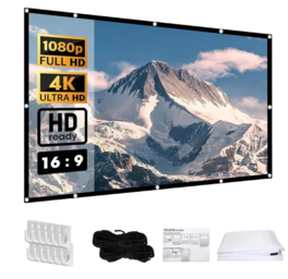 Home Collection - 100"–120" Portable Projector Screen with Stand – Outdoor Pull-Down 4K HD Home Cinema