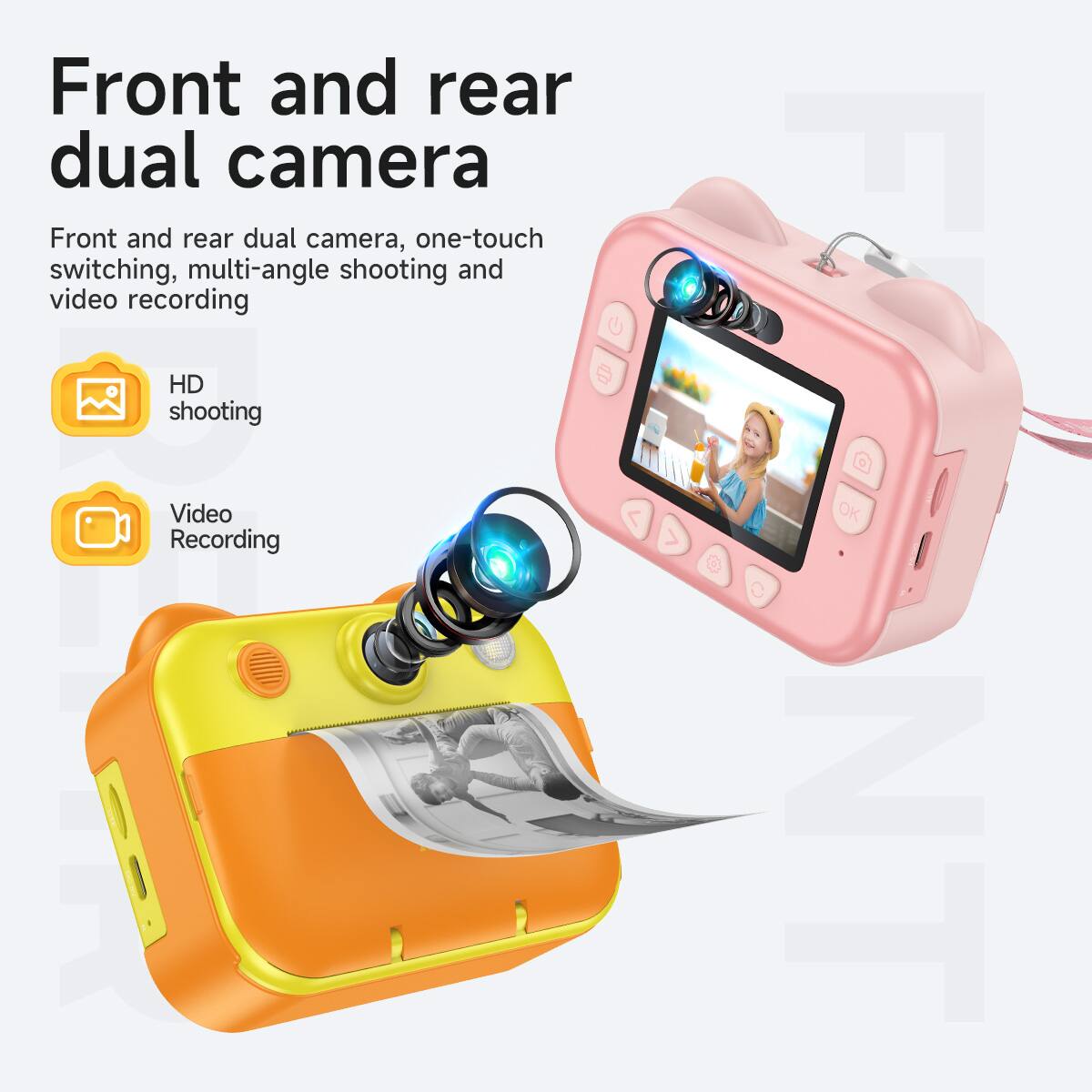 Front and rear dual camera

Front and rear dual camera, one-touch switching, multi-angle shooting and video recording

HD shooting

Video Recording