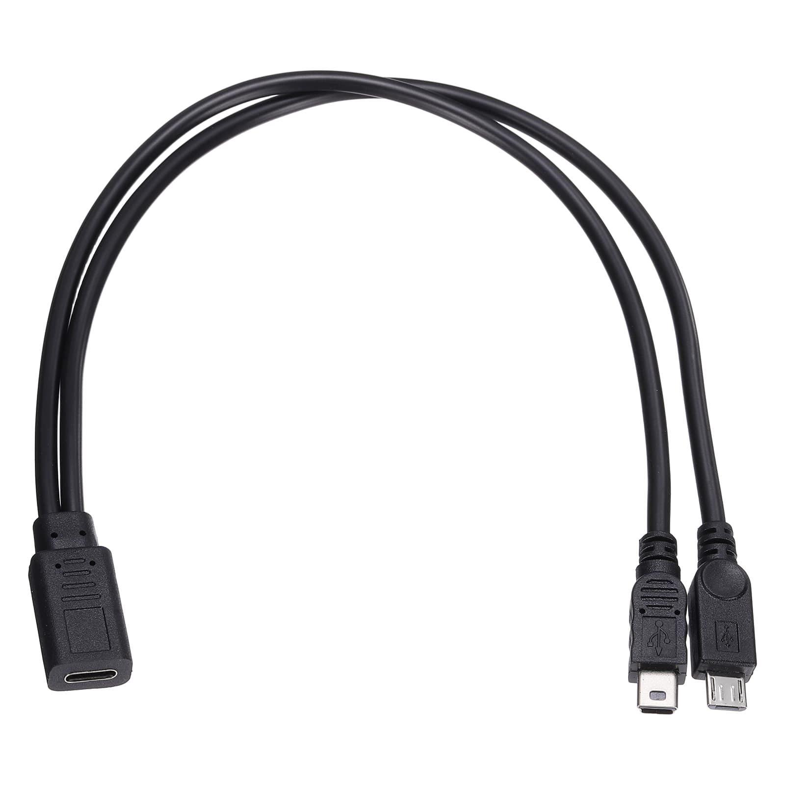Unique Bargains - Type C Female to Micro USB and Mini USB Male 2-in-1 11.8" Adapter - Black