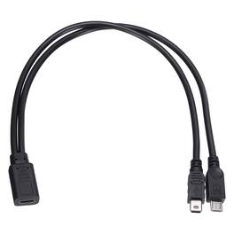 Unique Bargains - Type C Female to Micro USB and Mini USB Male 2-in-1 11.8" Adapter - Black