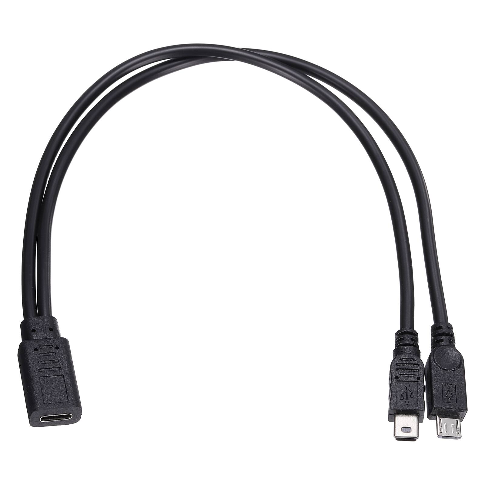 Front. Unique Bargains - Type C Female to Micro USB and Mini USB Male 2-in-1 11.8" Adapter - Black.