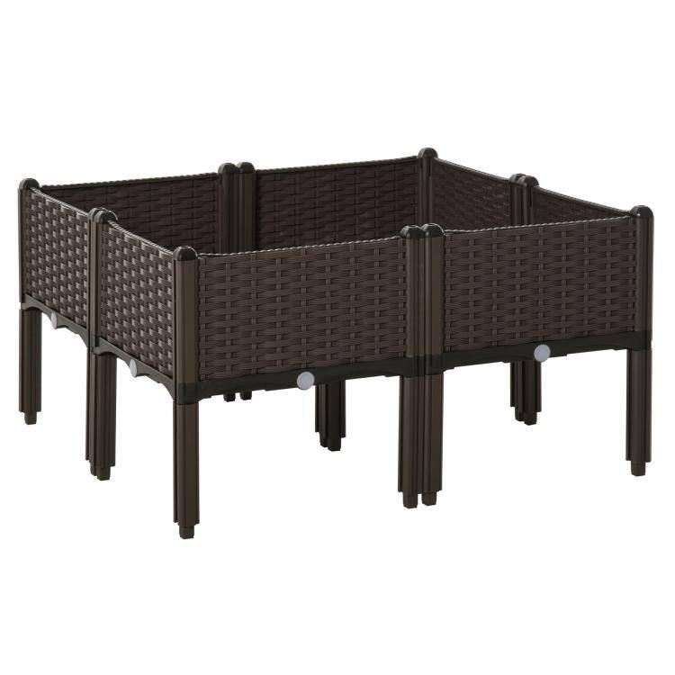 Alt View 10. PULUZ - 6 Piece Raised Garden Bed with Legs, Planter Box Raised Bed to Grow Flowers, Herbs & Vegetables - Brown.