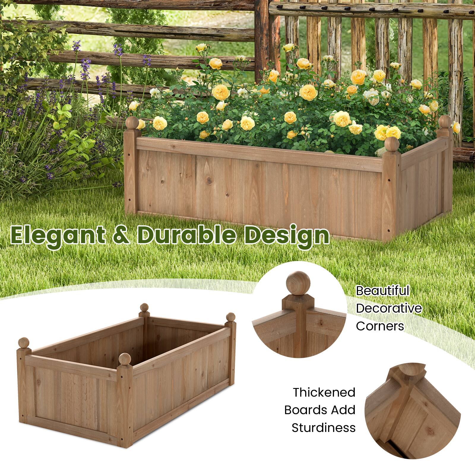 Elegant & Durable Design  
Beautiful Decorative Corners  
Thickened Boards Add Sturdiness