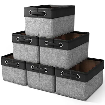 Front. Sorbus - Sorbus 6 Pack 15 inch Collapsible Storage Bins with Handles - Perfect for Home Storage & Organization - Black.