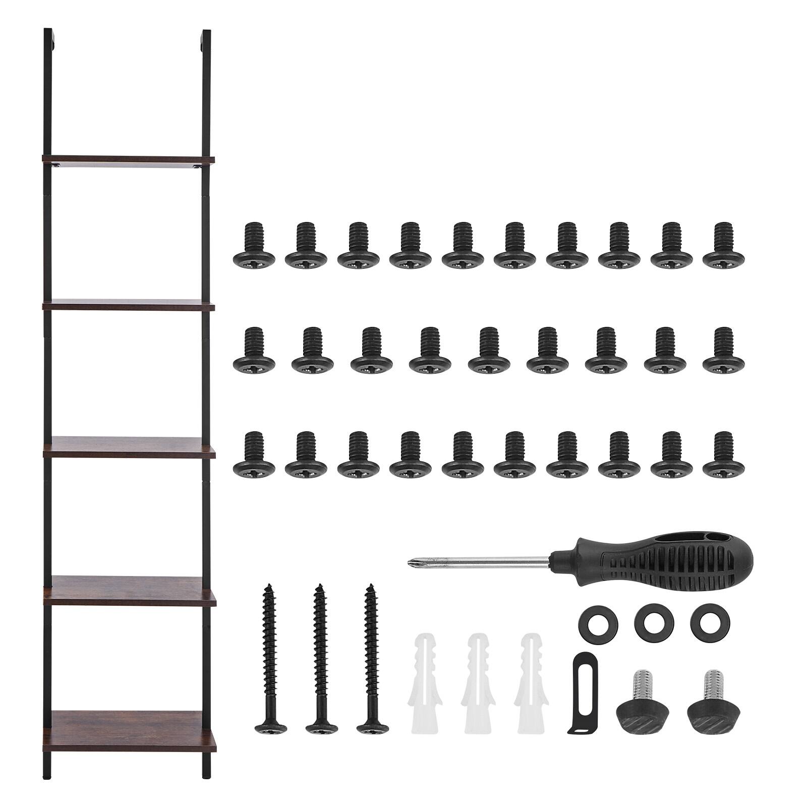 Alt View 5. VEVOR - Ladder Shelf, 5-Tier Bookshelf 15.6x11.8in, Open Wall-Mounted Ladder Shelf with Metal Frame,Storage Rack Sundries Holder - Black.