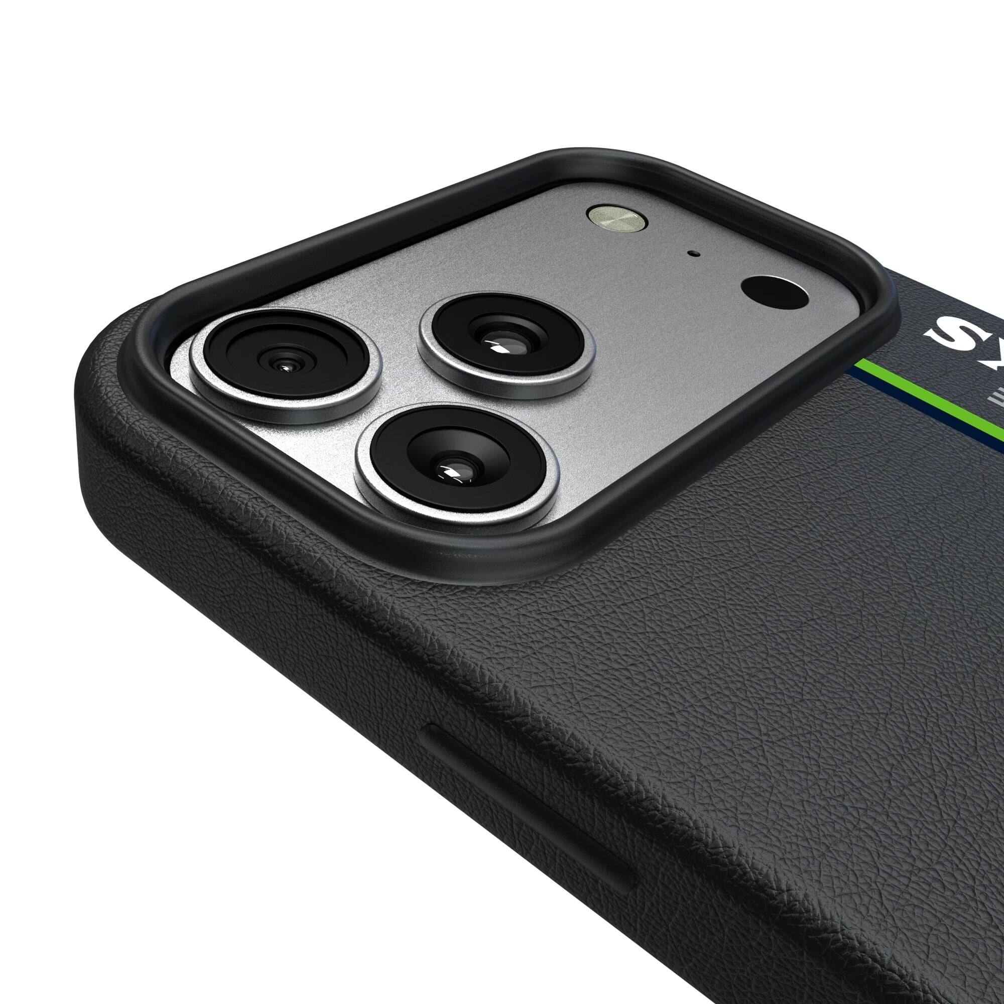 Alt View 2. Keyscaper - Seattle Seahawks iPhone Magnetic Bump Case - 15 Pro Max - Black.