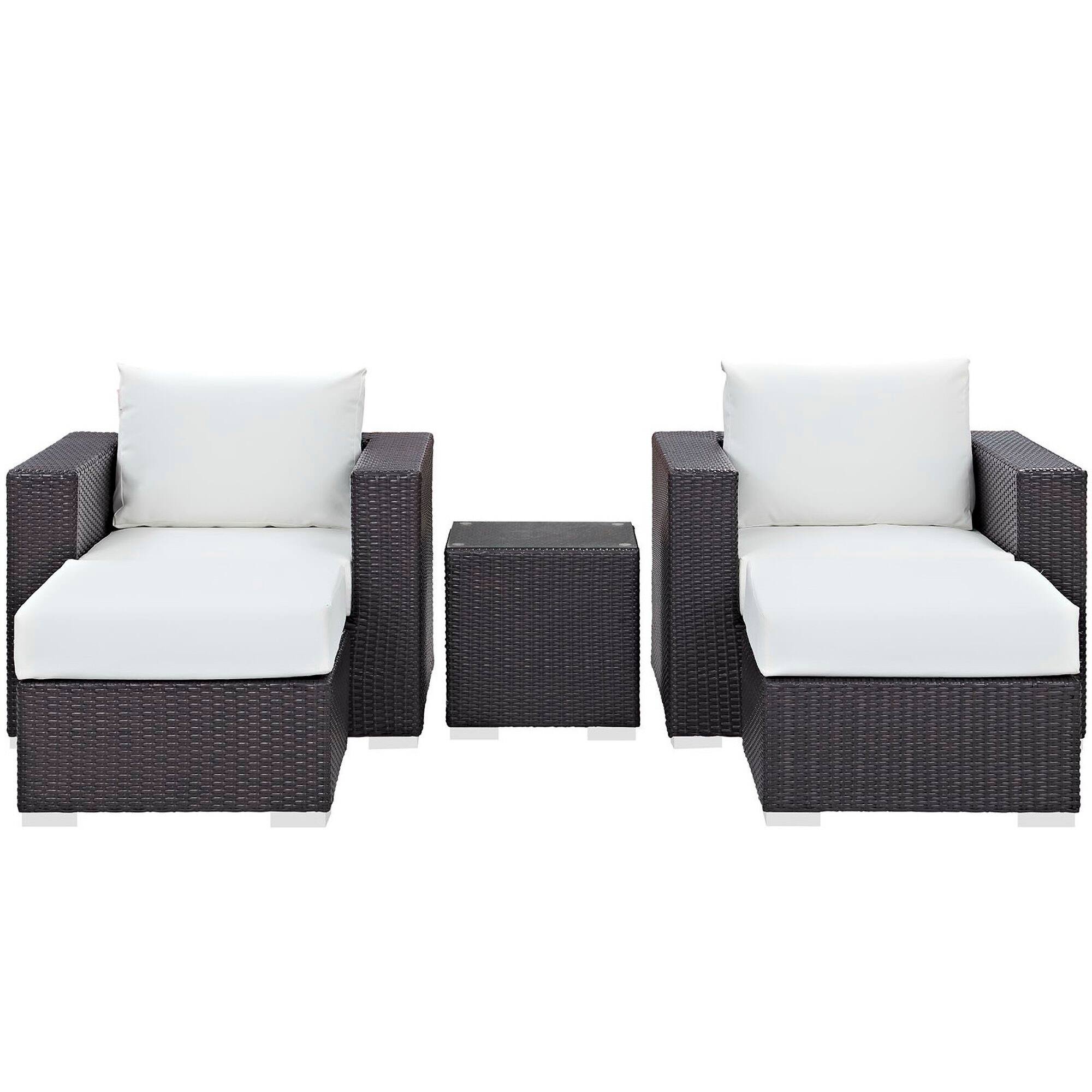 Left. Modway - Convene 5-Piece Outdoor Patio Sectional Set with Cushioned Seats and Armrests - Espresso White.