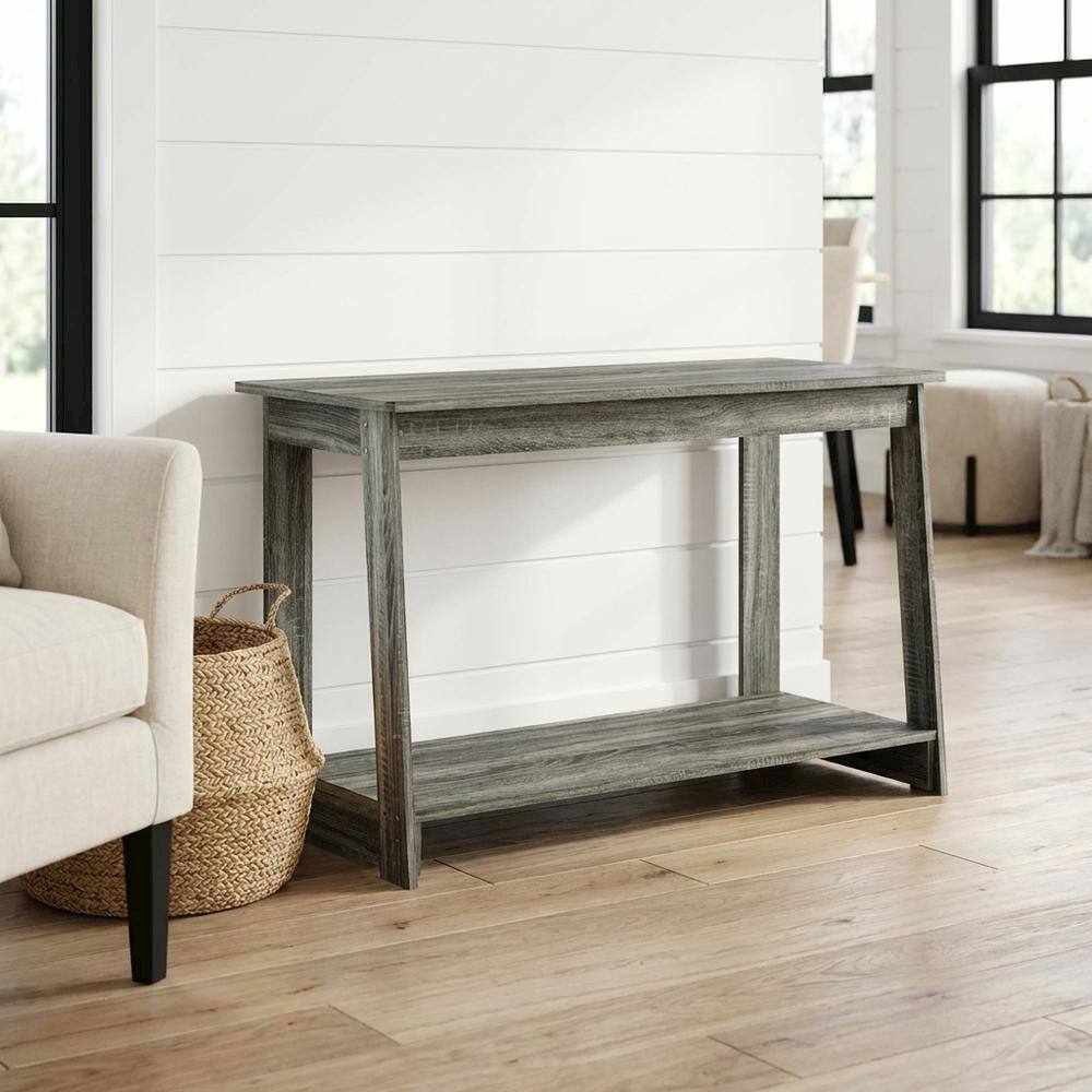 Alt View 1. FurniFact - Wooden TV Stand in French Oak Grey with Modern Storage Design - Gray.