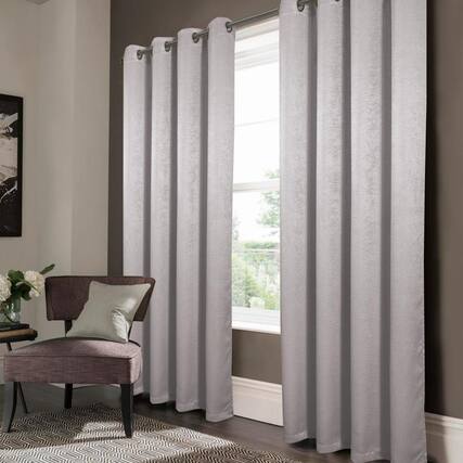 Front. Olivia Gray - Oliva Gray Nora Embossed Blackout Grommet Panel - 52x90" Silver - Silver.
