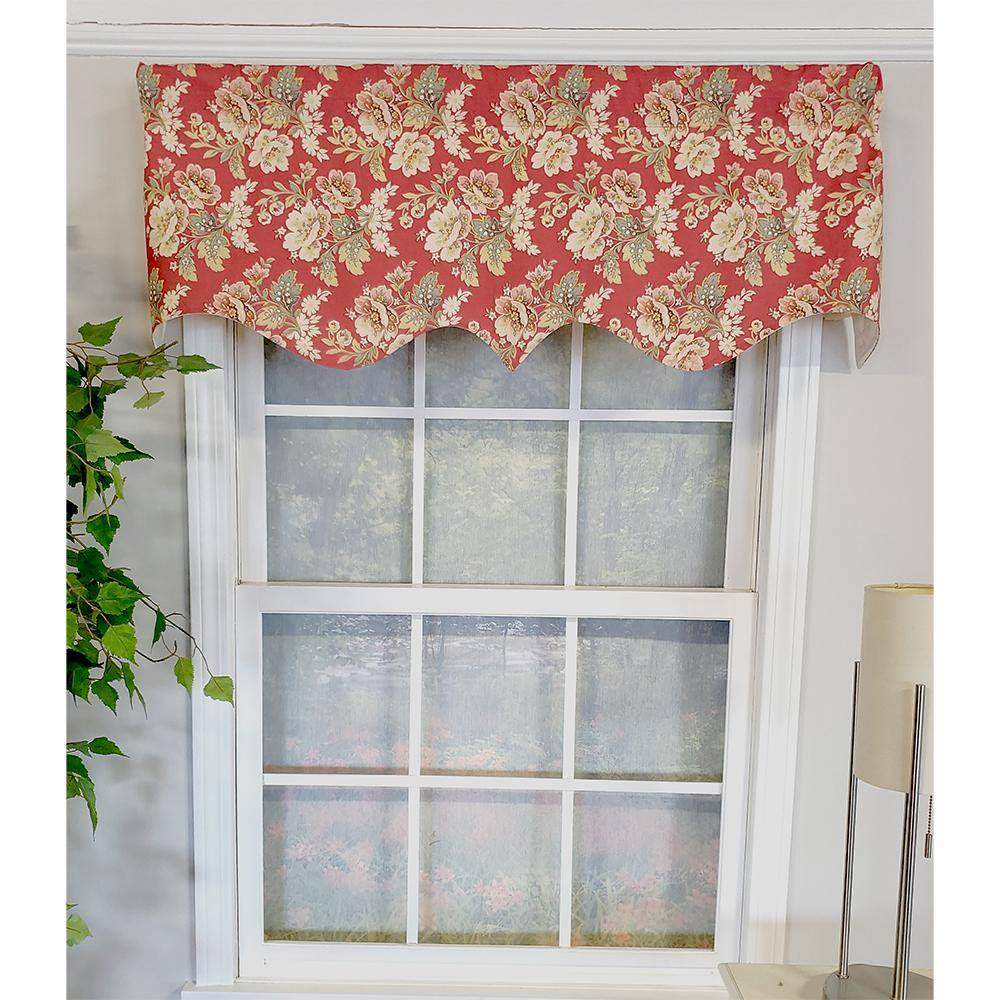 Angle. RLF Home - RLF Home Linda Regal 3" Rod Pocket Lining Luxurious and Elegant Window Treatment Valance 50" x 17" Red - Red.