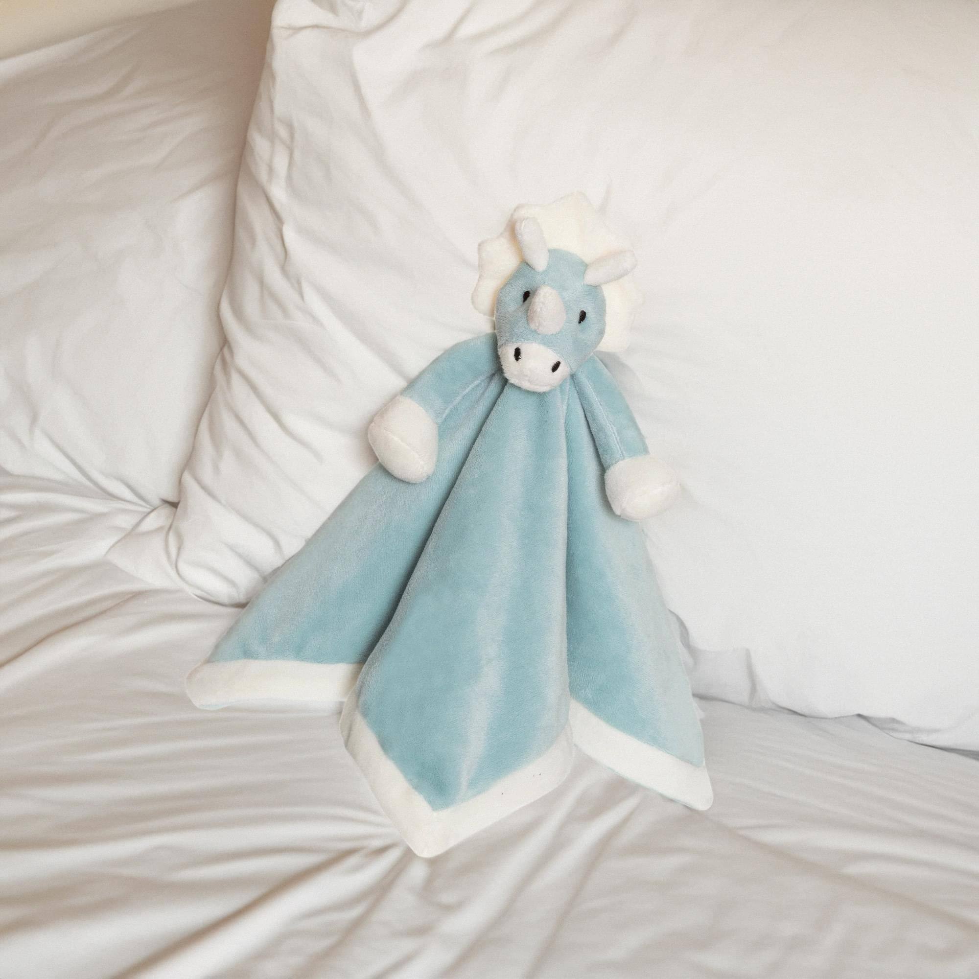 Alt View 10. TriAction Toys - Teddykompaniet Plush Baby Blanket | Blue Dino - Blue.
