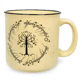 Silver Buffalo - Lord of the Rings Gondor Elven Text 20oz Ceramic Camper Mug - Brown
