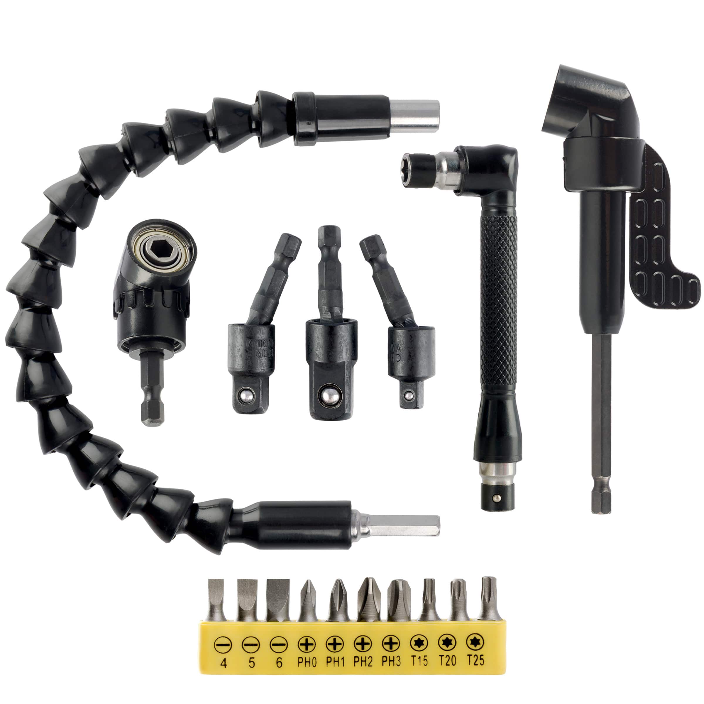 Stalwart - Flexible Drill Bit Extension and Accessories, 17-Piece Set - Red