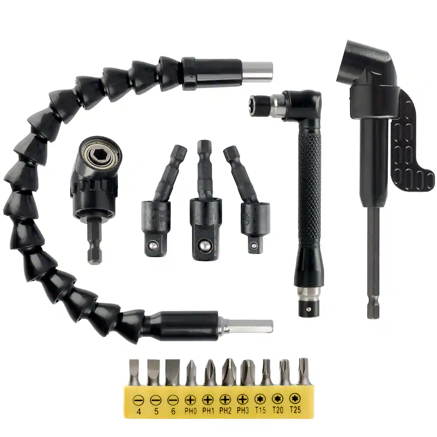 Double Bit Adapter Stalwart Flexible Drill Bit Extension and Accessories, 17 Piece Set Red ...