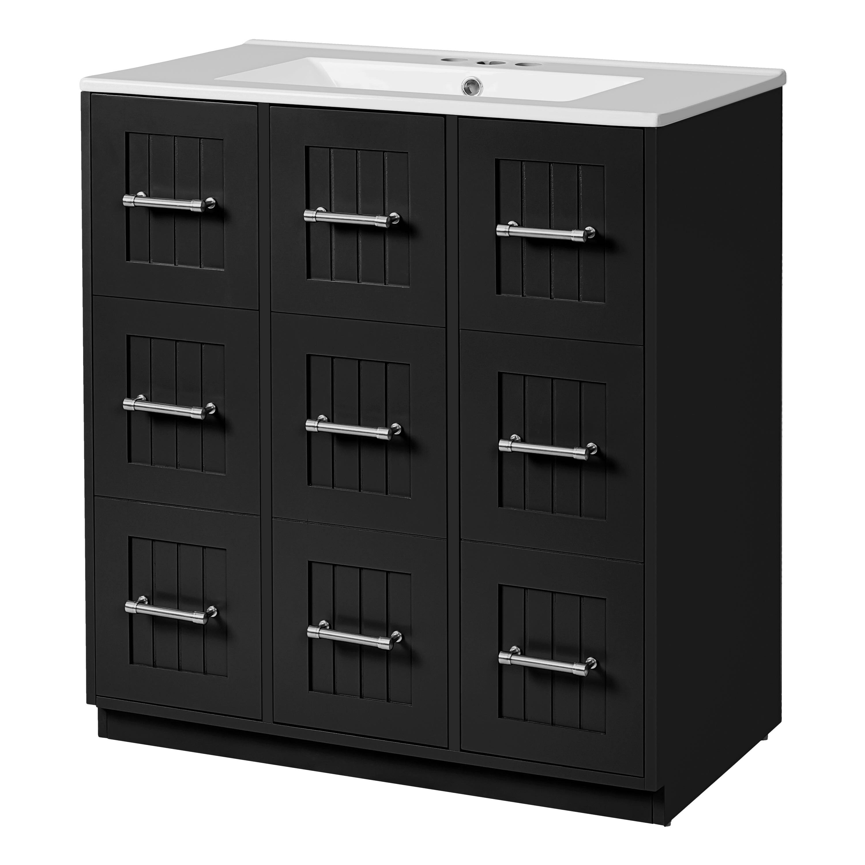Alt View 10. Boyel Living - 30 Inch Modern Bathroom Vanity with Undermount Ceramic Sink and Drawers Black - Black.