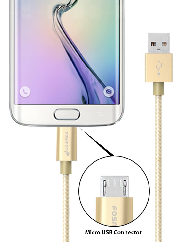 Fosmon 3ft High Speed Micro USB to USB Sync & Charge Data Cable Fabric ...