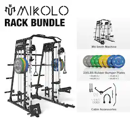 Mikolo - Smith Machine, 2200 lbs Power Rack Cage with Cable Crossover,Other Attachments - Black