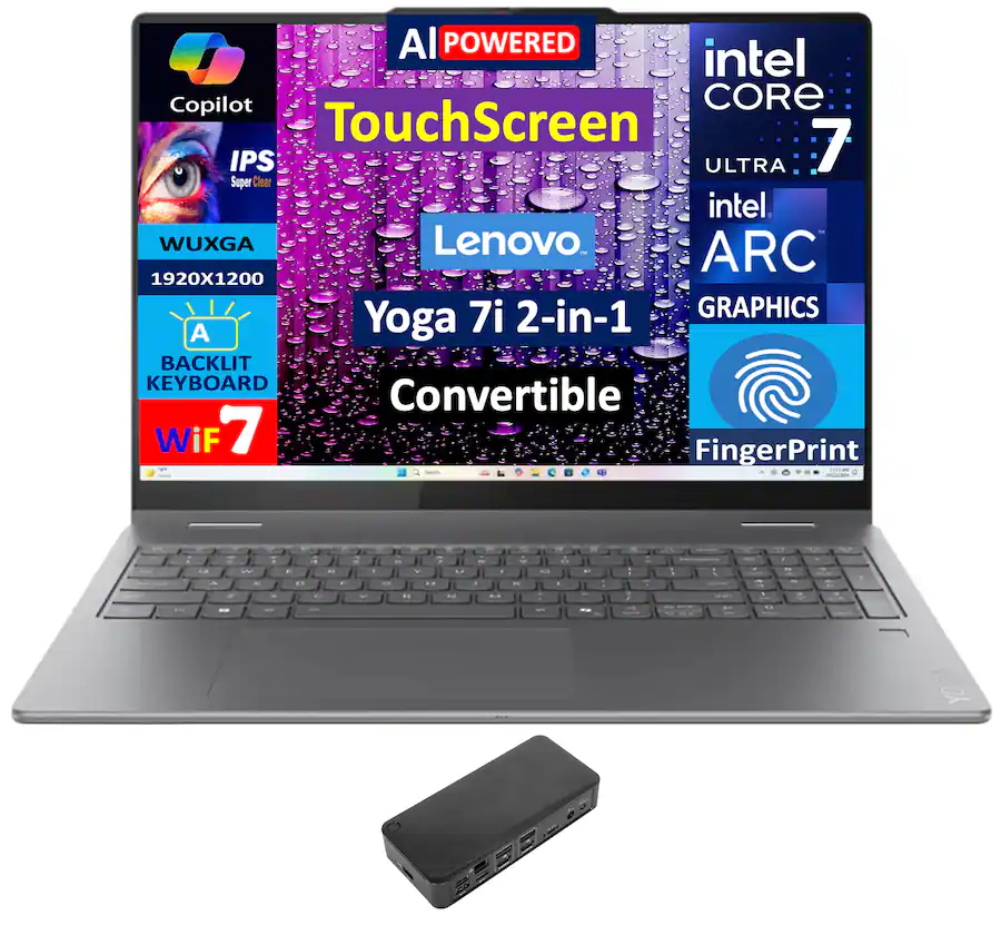 Lenovo Upgraded Yoga 7i 2 in 1 Laptop 16.0 WUXGA (Intel Ultra 7 256V ...
