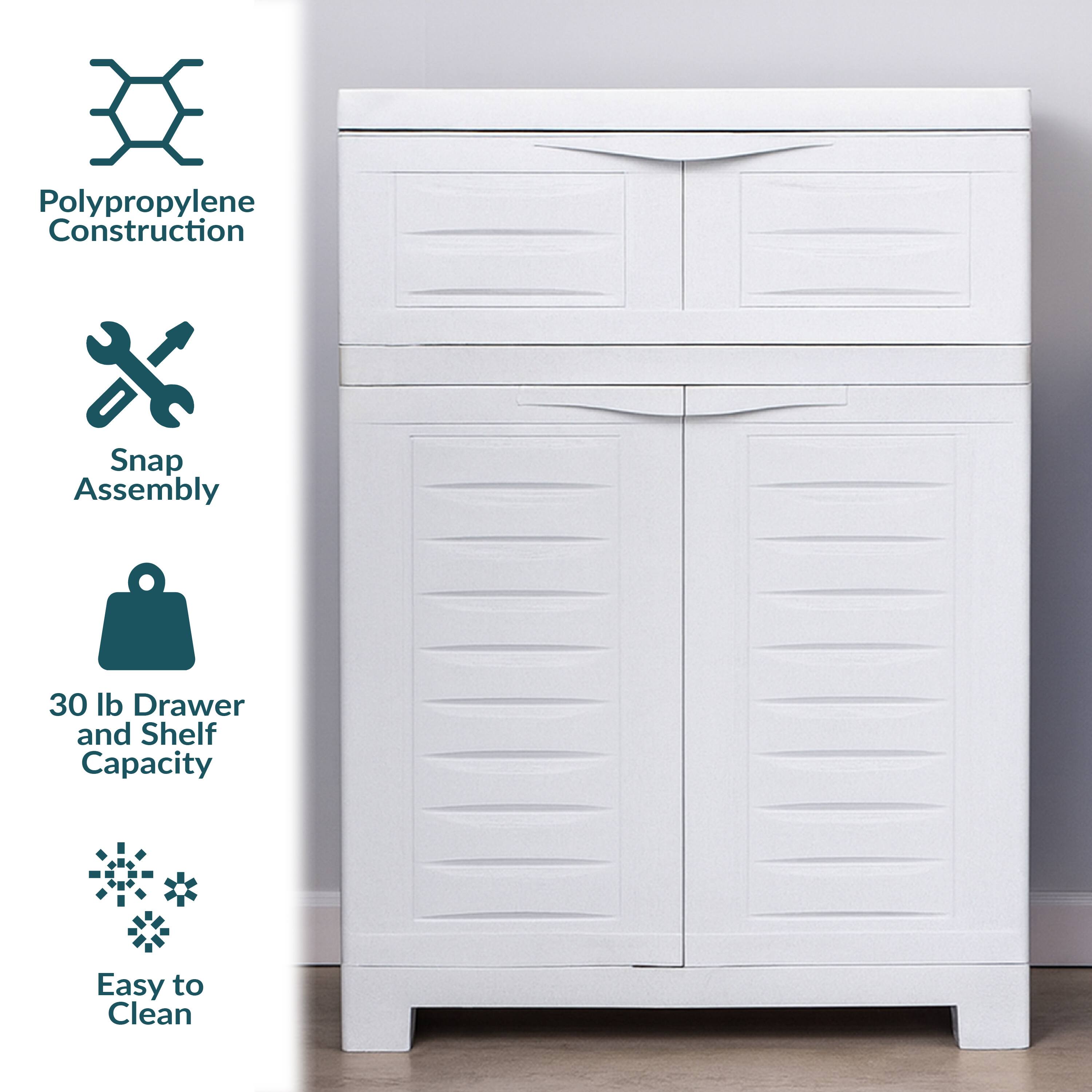 Polypropylene Construction  
Snap Assembly  
30 lb Drawer and Shelf Capacity  
Easy to Clean
