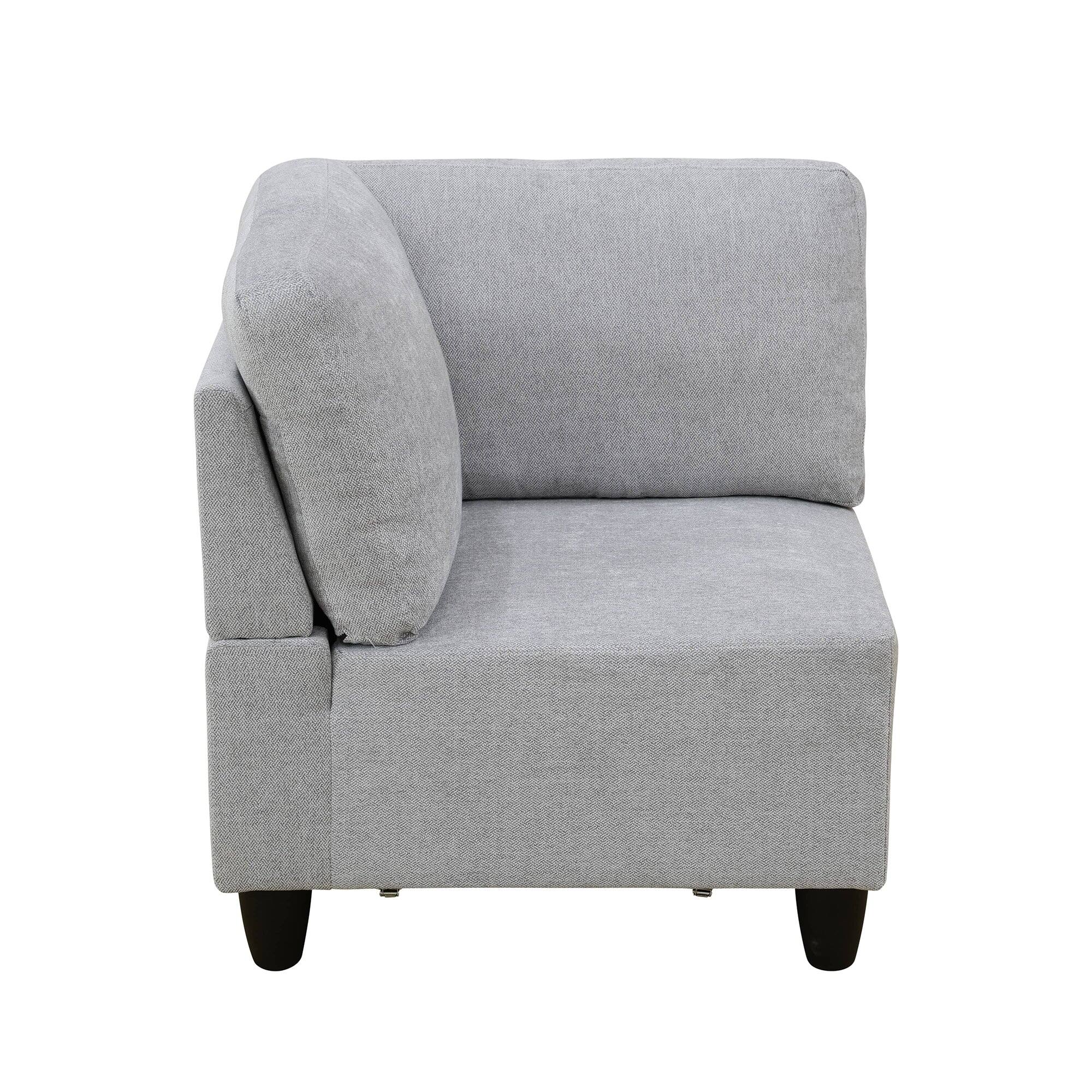 Alt View 10. Boyel Living - 8 Piece Modular Corduroy Sofa Set Movable DIY Sectional - Light Gray.